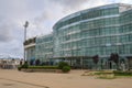 Facade of Anji Arena sports complex. Kaspiysk, Dagestan