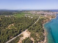 Kassandra coastline near town of Nea Fokea, Chalkidiki, Greece Royalty Free Stock Photo