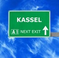 KASSEL road sign against clear blue sky Royalty Free Stock Photo