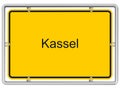 Kassel - yellow road sign isolated on white background Royalty Free Stock Photo