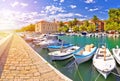 Kastel Luksic harbor and landmarks summer view Royalty Free Stock Photo