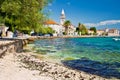 Kastel Stafilic landmarks and turquoise beach view Royalty Free Stock Photo