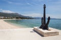 Kastel Stari, big ancient anchor on the shore