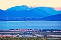 Kastela bay and Biokovo mountain at sunset