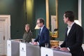 Three ministers joint press conference on Danish welfare Royalty Free Stock Photo