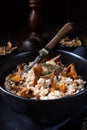 A Kaszotto- polish risotto from barley groats with mushrooms
