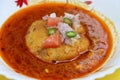 Kat vada, Kat wada or Batata vada sambar or Vada usal, spicy and tasty snack or breakfast in Mahatashtra
