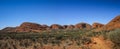 Panoramic view on the olgas domed rocks, Northern Territory, Australia Royalty Free Stock Photo