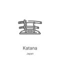katana icon vector from japan collection. Thin line katana outline icon vector illustration. Linear symbol for use on web and