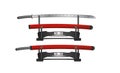 Katana, Japanese sword realistic style. Set of illustrations. Samurai weapons. Katana with scabbard. Vector.