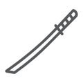 Katana line icon, asian and weapon, japanese sword sign, vector graphics, a linear pattern on a white background.