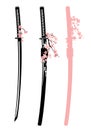 Katana sword and sakura blossom vector design