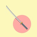 Katana Sword Vector Illustration. Japanese Weapon. Samurai. Flat Cartoon Style Suitable for Icon, Web Landing Page, Banner, Flyer Royalty Free Stock Photo