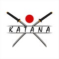 katana sword vintage logo template vector illustration design. modern japanese sword emblem logo concept. sword for samurai