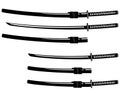 Katana and wakizashi swords vector design set