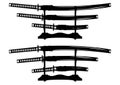 Katana, wakizashi and tanto Royalty Free Stock Photo