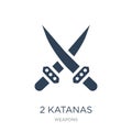 2 katanas icon in trendy design style. 2 katanas icon isolated on white background. 2 katanas vector icon simple and modern flat