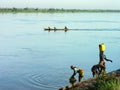 Katanga, DRC: Women fetching water from river Congo