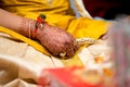 Katar a small knife and henna on india groom`s hand