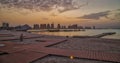 Katara beach in Doha,Qatar sunset view Royalty Free Stock Photo