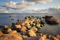 Katariina Seaside Park, Kotka, Finland. View of the Gulf of Finland from the park, sunset.