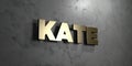 Kate - Gold sign mounted on glossy marble wall - 3D rendered royalty free stock illustration
