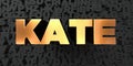 Kate - Gold text on black background - 3D rendered royalty free stock picture