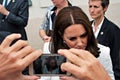 Kate Middleton greeting crowds in Warsaw Royalty Free Stock Photo