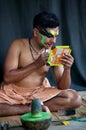 Kathakali actor make-up