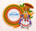 Kathakali dancer on background for Happy Onam festival of South India Kerala Royalty Free Stock Photo