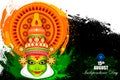 Kathakali dancer face on Indian Independence Day celebration background