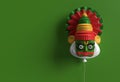 Kathakali Face with Heavy Crown Decorated, 3D Rendering illustration