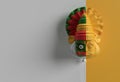 Kathakali Face with Heavy Crown Decorated, 3D Rendering illustration