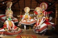Kathakali performers during the traditional kathakali dance of Kerala`s state in India. It is a major form of classical Indian Royalty Free Stock Photo