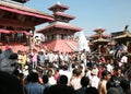 Kathmandu Durbar Square,  Anti-government Rally, strikers in the square. Royalty Free Stock Photo