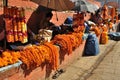 Selling Flowers at Kathmandu Durbar Square Royalty Free Stock Photo