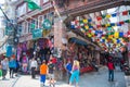 Kathmandu, Nepal - April 19, 2018 :Colorful Tibetan prayer flags Royalty Free Stock Photo