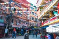 Kathmandu, Nepal - April 19, 2018 :Colorful Tibetan prayer flags Royalty Free Stock Photo