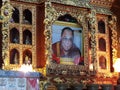 Photograph of the Dalai Lama inside a temple at the Boudhanath stupa in Kathmandu, Nepal