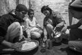 KATHMANDU, NEPAL - children during dinner at Jagadguru School. Royalty Free Stock Photo