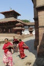 Kathmandu, Nepal - Circa June 2013: View of Durbar Square, traditional buildings