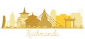 Kathmandu Nepal City Skyline Golden Silhouette. Royalty Free Stock Photo