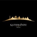 Kathmandu Nepal city skyline silhouette black background Royalty Free Stock Photo