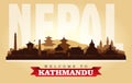 Kathmandu Nepal city skyline vector silhouette Royalty Free Stock Photo