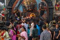 Devotees make offerings during Indra Jatra festival in Kathmandu