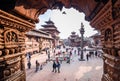 Kathmandu, Nepal - February 1 2021: Ancient Temple and Stupa at Patan Durbar Square in Nepal Royalty Free Stock Photo