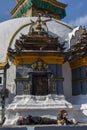 Man sleeping in front of a temple at Kathmandu on Nepal Royalty Free Stock Photo