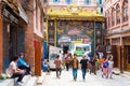 View over the entrance gate to Boudhanath Boudha Stupa in Kathmandu, Nepal