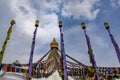 Kathmandu, Nepal, May, 2 2018. Portrait front view of Boudhanath Stupa.