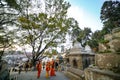 Hindu saints walking around Pashupatinath Temple